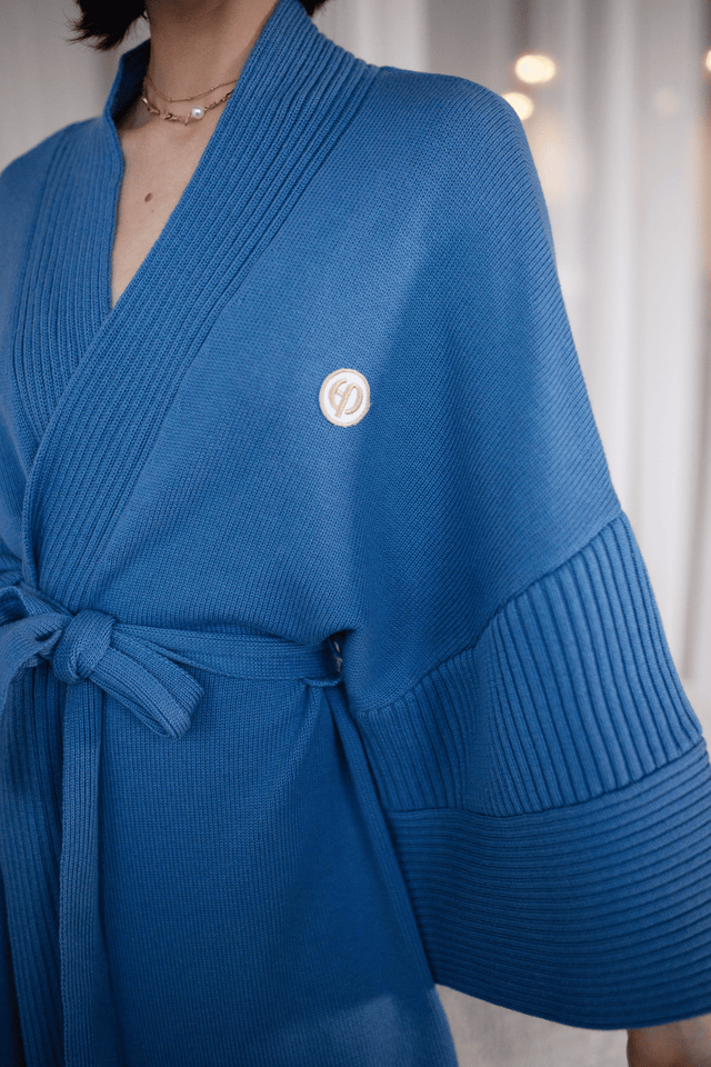 Ephina AW21 Collection Indigo Wash Knitted Robe - SewSewYou