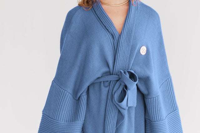 Ephina AW21 Collection Indigo Wash Knitted Robe - SewSewYou