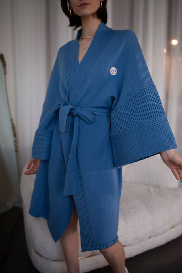 Ephina AW21 Collection Indigo Wash Knitted Robe - SewSewYou