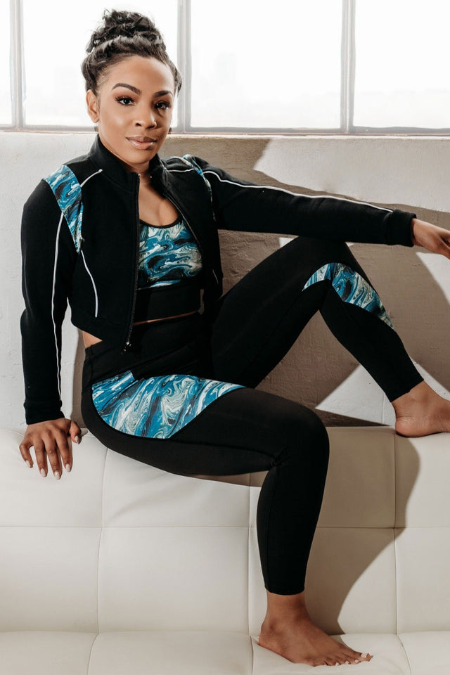 Fearless Belle SS22 Black+Print Leggings - SewSewYou