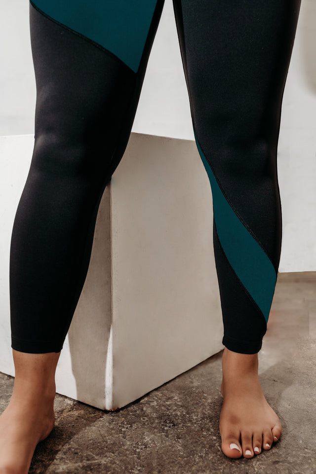 Fearless Belle SS22 Black+Teal Leggings - SewSewYou