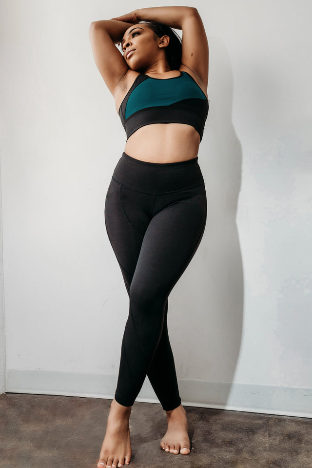 Fearless Belle SS22 Black+Teal Sports Bra - SewSewYou