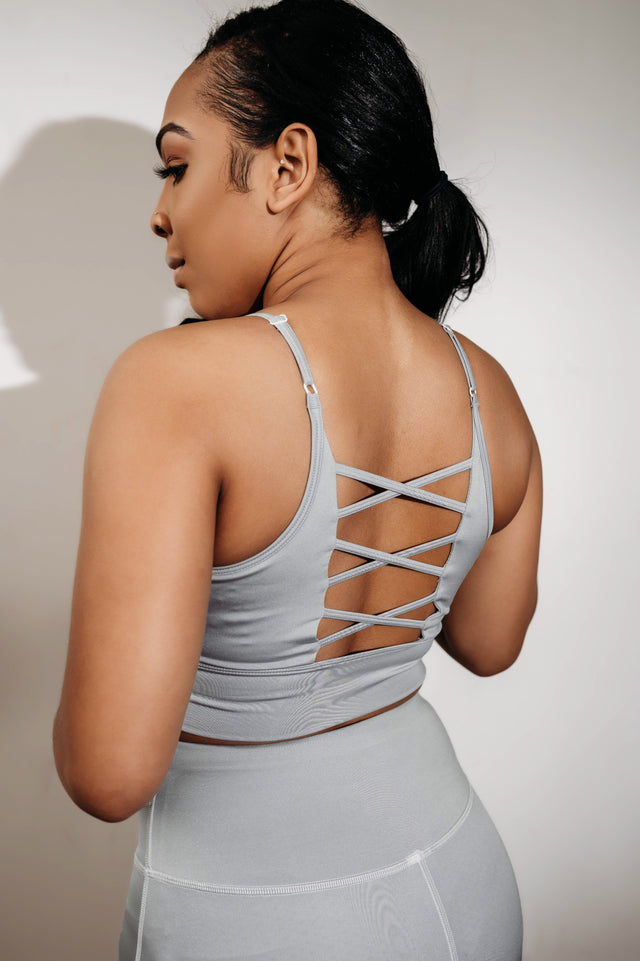 Fearless Belle SS22 Grey+White Sports Bra - SewSewYou