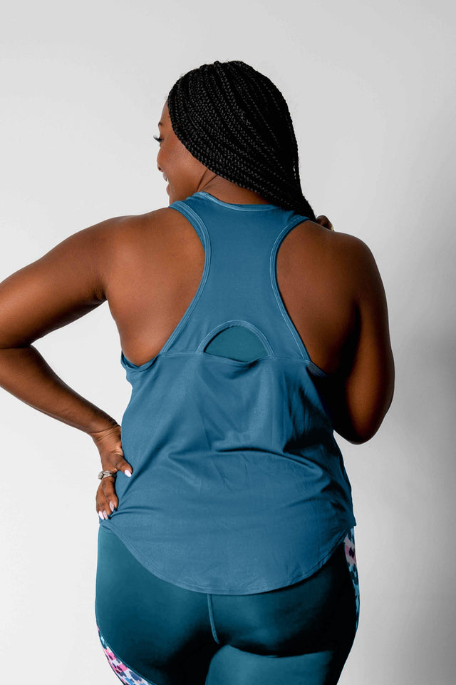 GFix Active Freedom SS22 Teal Loose Tank w/ Mesh Yoke - SewSewYou