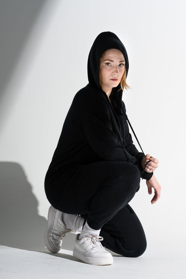 honestlyautumn Knitwear AW22 Black Lounge Hoodie - SewSewYou