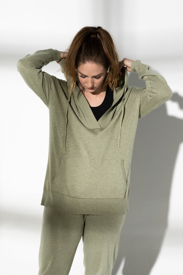 honestlyautumn Knitwear AW22 Muted Green Lounge Hoodie - SewSewYou