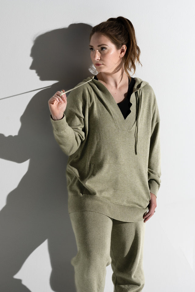 honestlyautumn Knitwear AW22 Muted Green Lounge Hoodie - SewSewYou