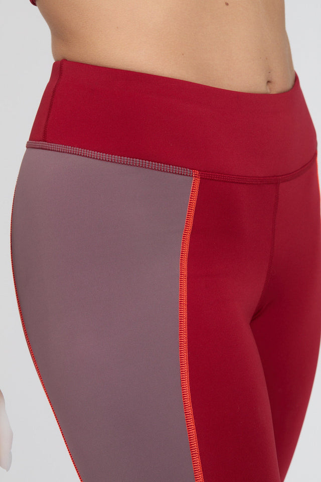 Impulse Collection Burgundy Curved Side Panel Leggings - SewSewYou