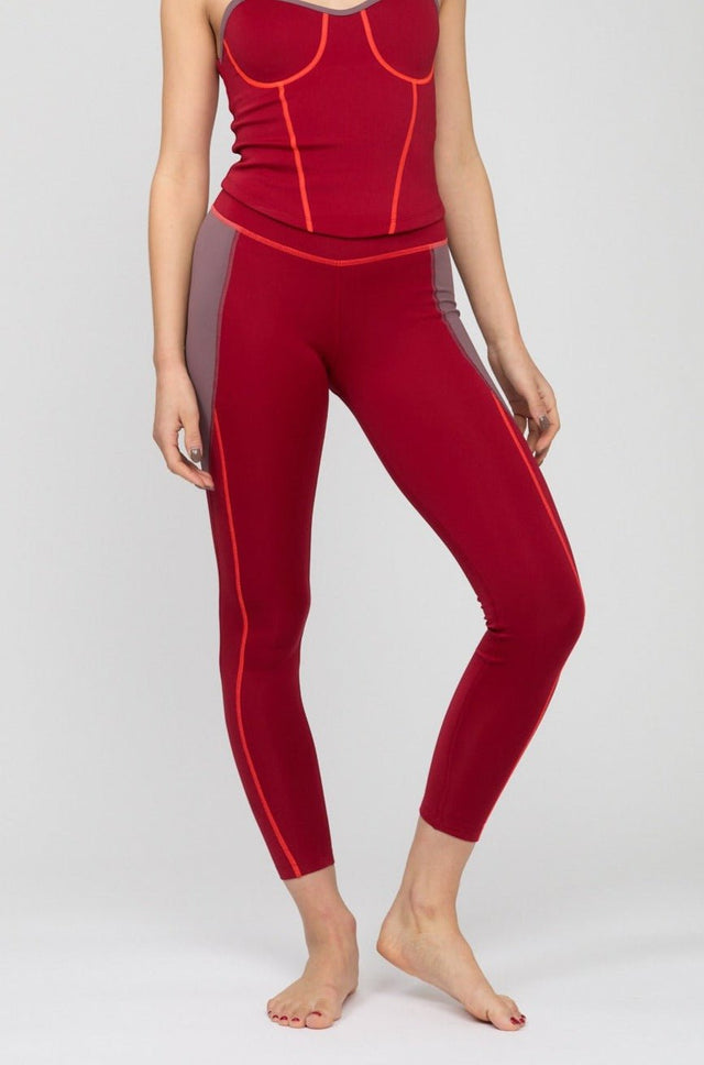 Impulse Collection Burgundy Shaped Side Panel Leggings - SewSewYou