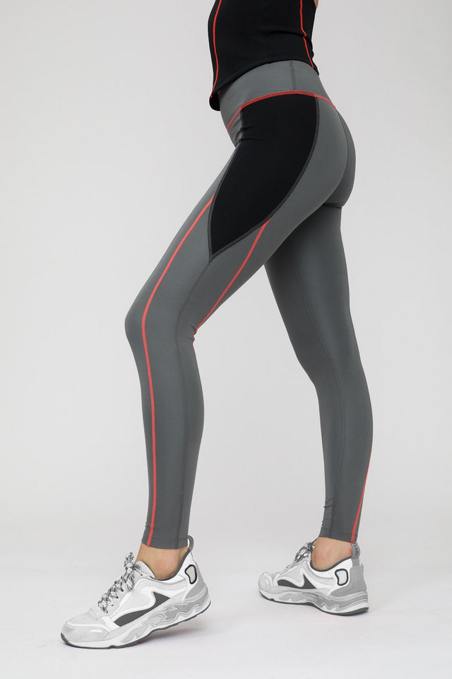 Impulse Collection Grey Shaped Side Panel Leggings - SewSewYou