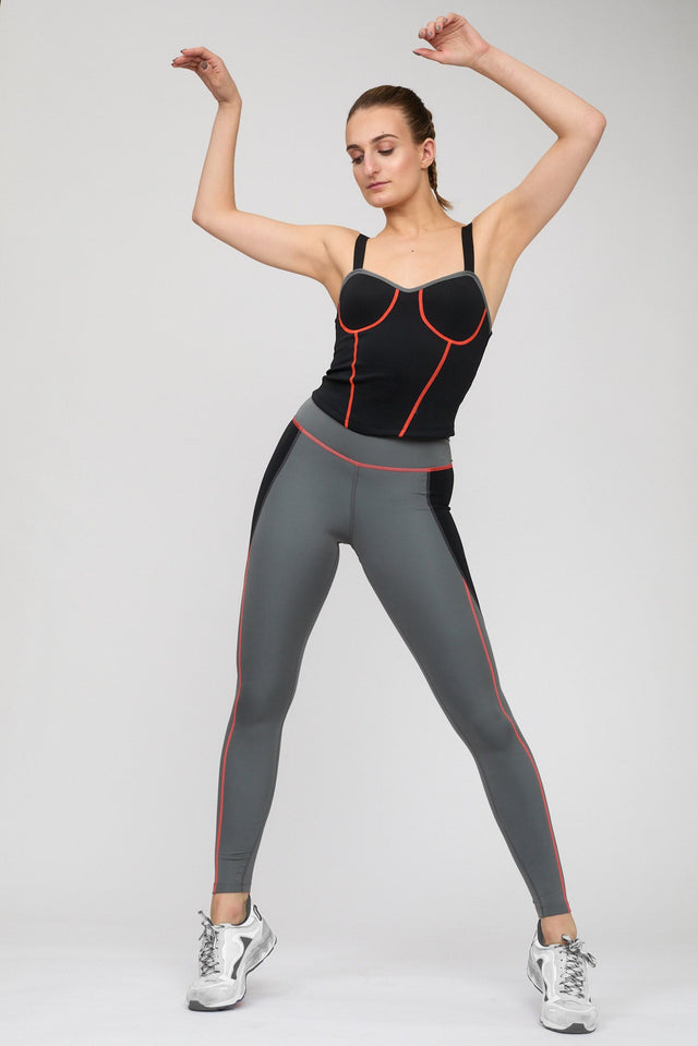 Impulse Collection Grey Shaped Side Panel Leggings - SewSewYou