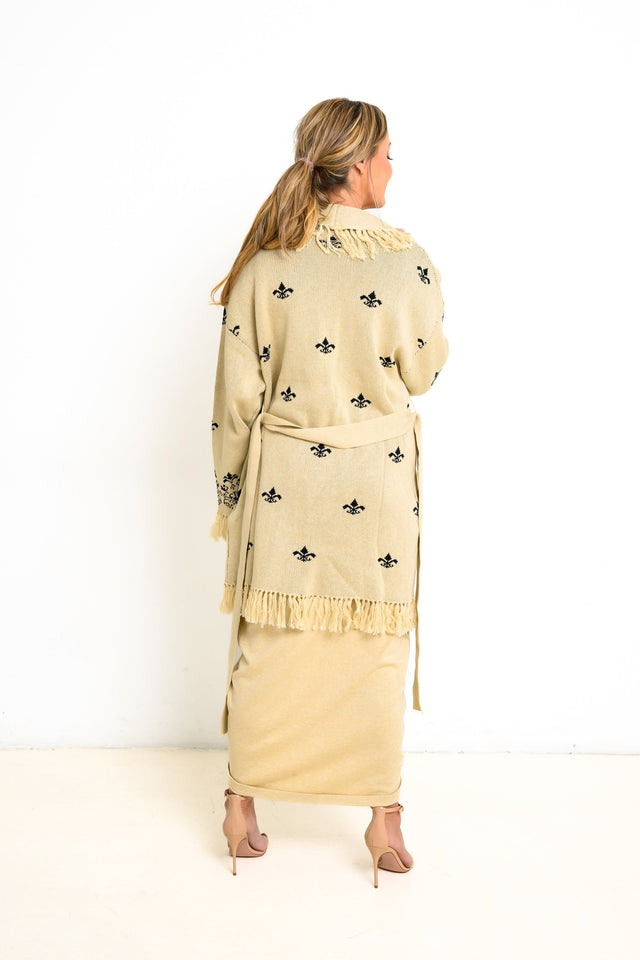 Jolene Essentials Collection AW22 Cream Lounge Jacquard Cardigan - SewSewYou