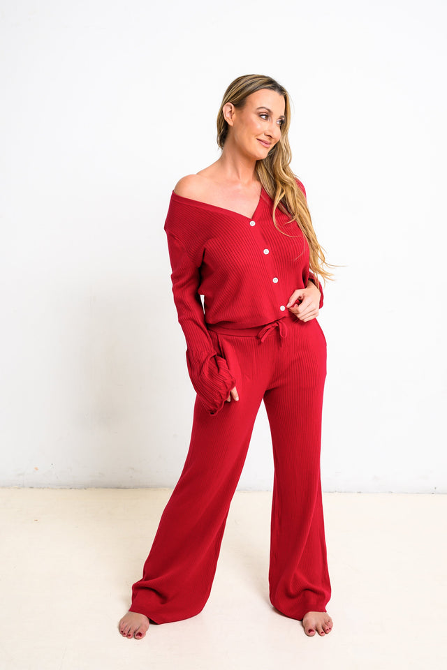 Jolene Essentials Collection AW22 Red Lounge Cardigan - SewSewYou