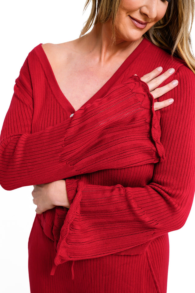 Jolene Essentials Collection AW22 Red Lounge Cardigan - SewSewYou