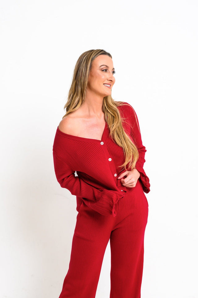 Jolene Essentials Collection AW22 Red Lounge Cardigan - SewSewYou