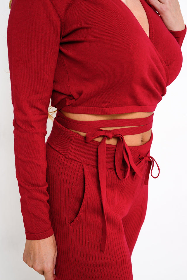 Jolene Essentials Collection AW22 Red Lounge Top - SewSewYou