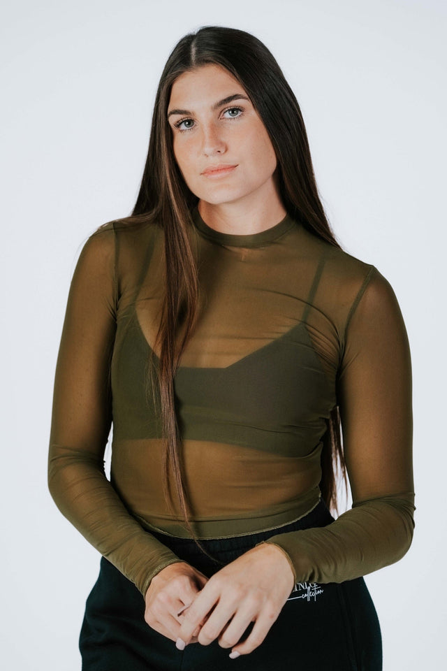 Kortni's Fall Collection AW22 Green Long Sleeve Mesh Top - SewSewYou