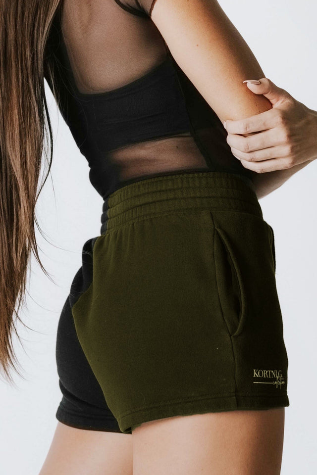 Kortni's Fall Collection AW22 Green+Black 3" Inseam Sweat Shorts - SewSewYou