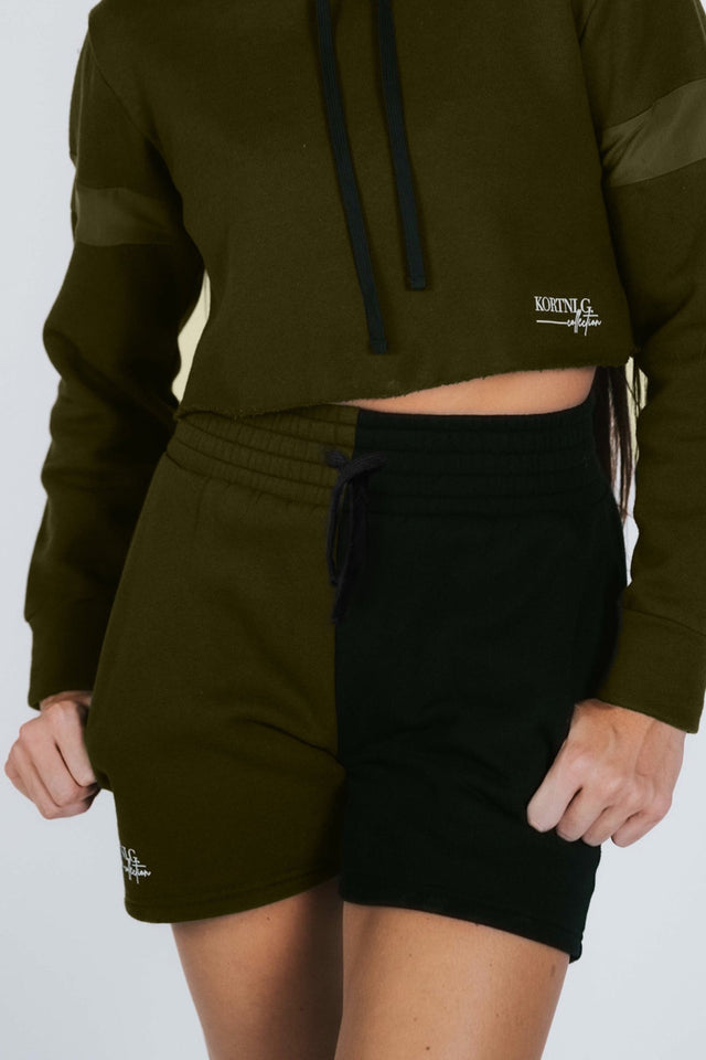 Kortni's Fall Collection AW22 Green+Black 5" Inseam Sweat Shorts - SewSewYou