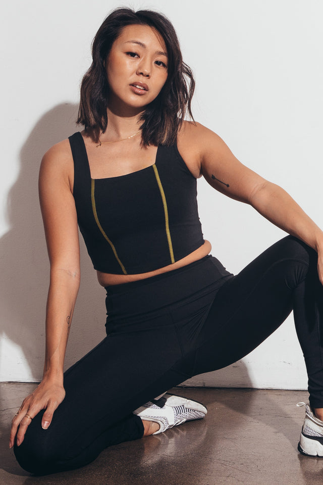 Little Bee AW22 Black Fitted Tank - SewSewYou