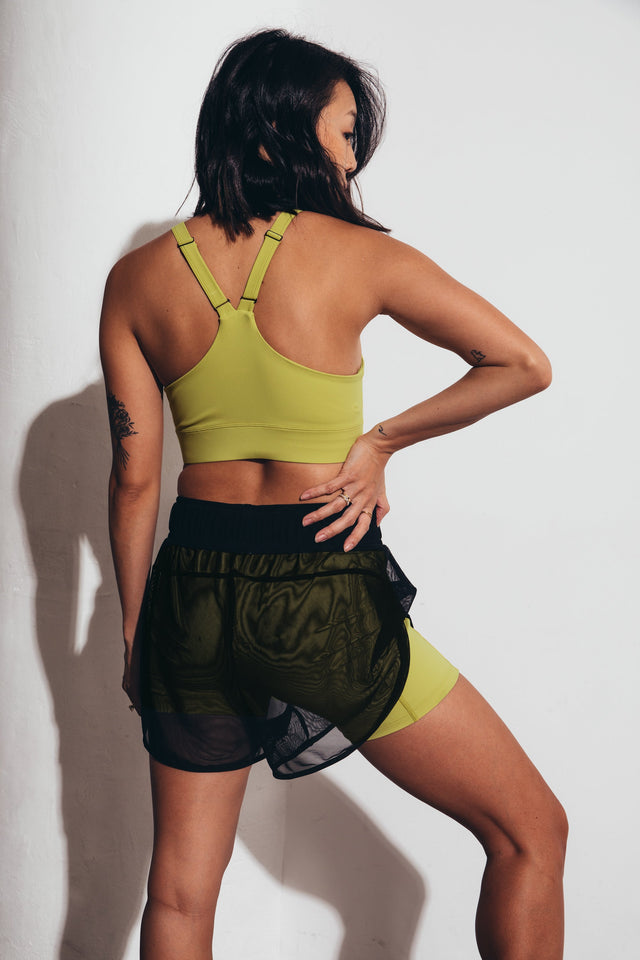 Little Bee AW22 Black + Warm Olive Running Shorts - SewSewYou