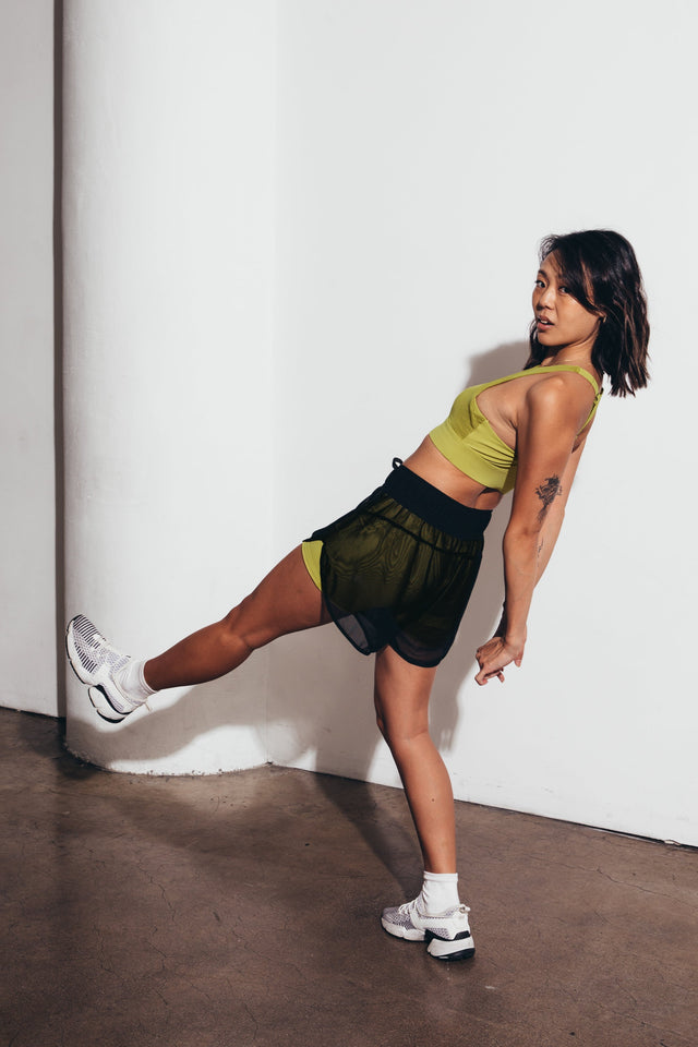 Little Bee AW22 Black + Warm Olive Running Shorts - SewSewYou