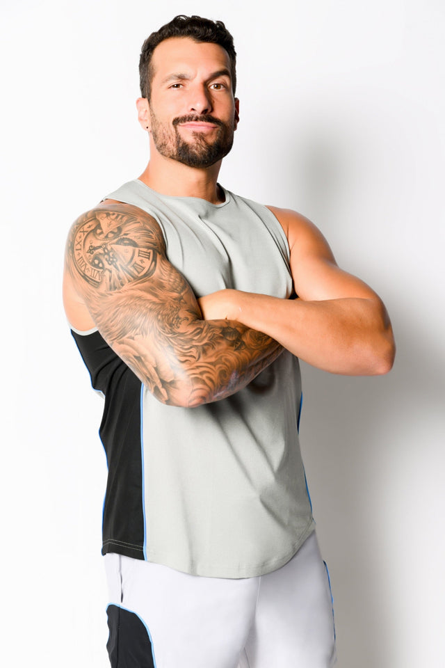 Med Grey Htr./Black Active Sleeveless - SewSewYou