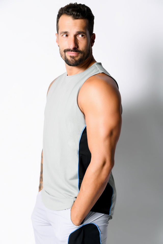 Med Grey Htr./Black Active Sleeveless - SewSewYou