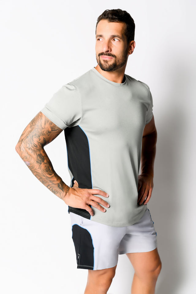 Med Grey Htr./Black Active Tee - SewSewYou