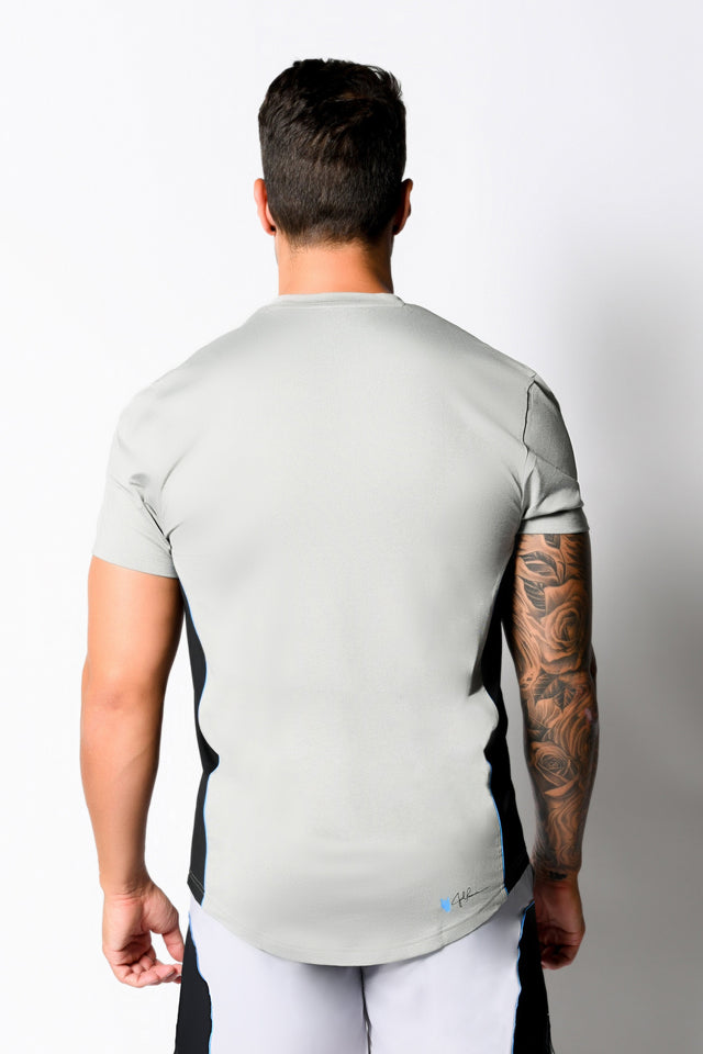 Med Grey Htr./Black Active Tee - SewSewYou