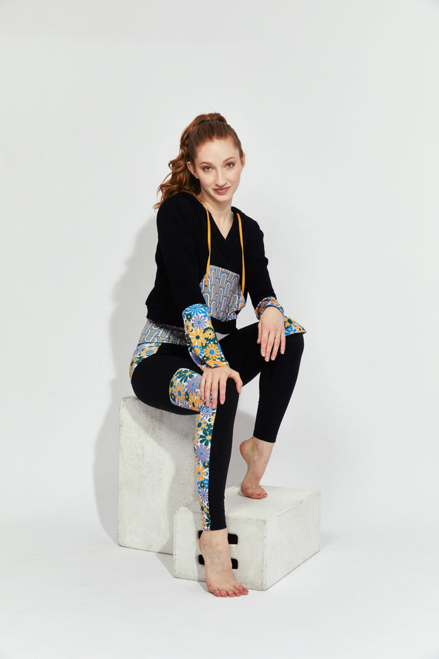 Melissa Becraft SS23 Comeback Black/Print Cropped Flare Sleeve Hoodie - SewSewYou