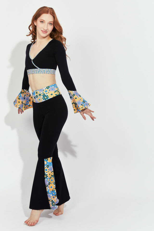 Melissa Becraft SS23 Comeback Black/Print Flare Leggings - SewSewYou