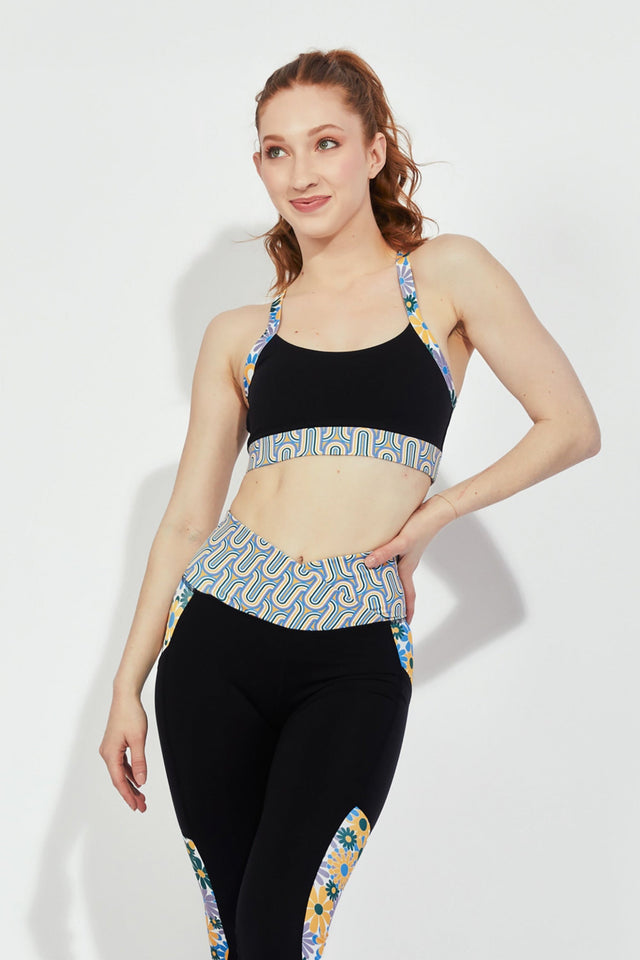 Melissa Becraft SS23 Comeback Black/Print Sports Bra - SewSewYou