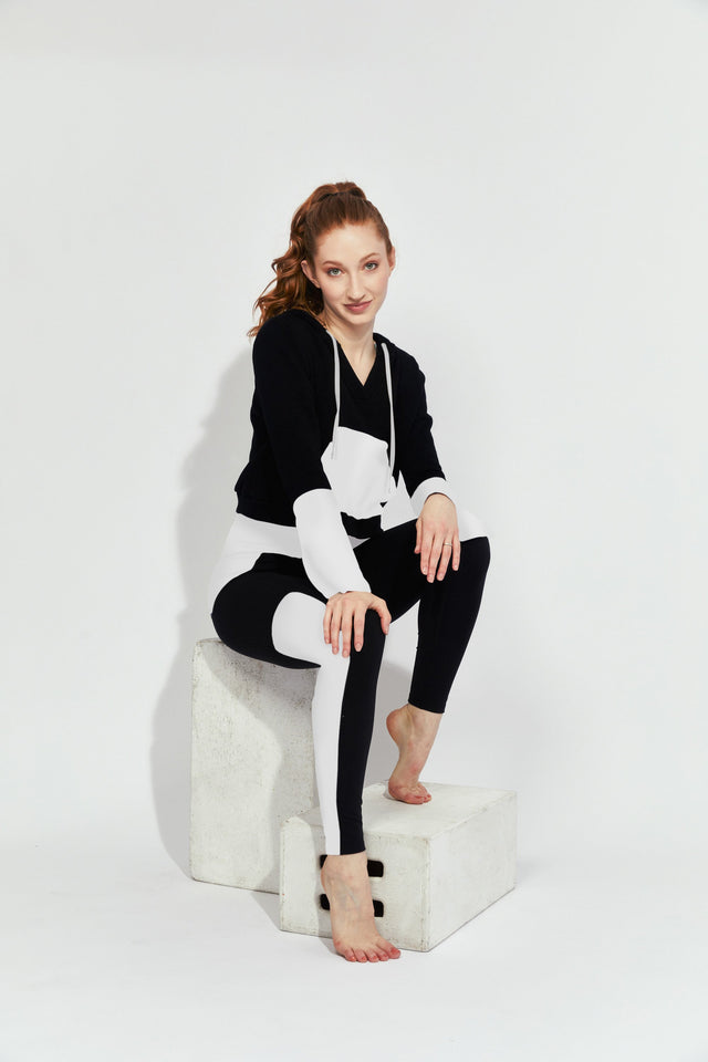 Melissa Becraft SS23 Comeback Black/White Cropped Flare Sleeve Hoodie - SewSewYou