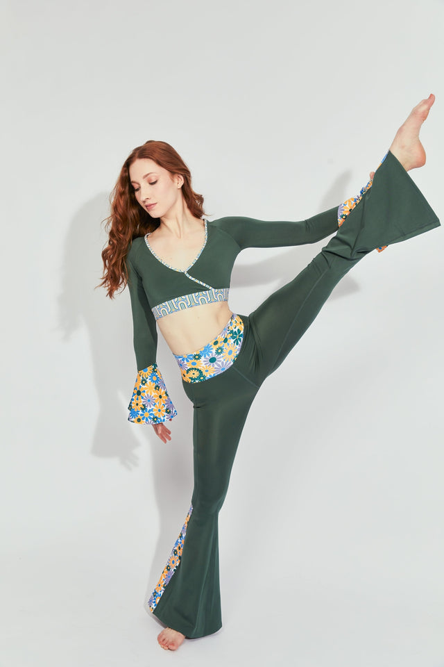 Melissa Becraft SS23 Comeback Green/Print Flare Leggings - SewSewYou