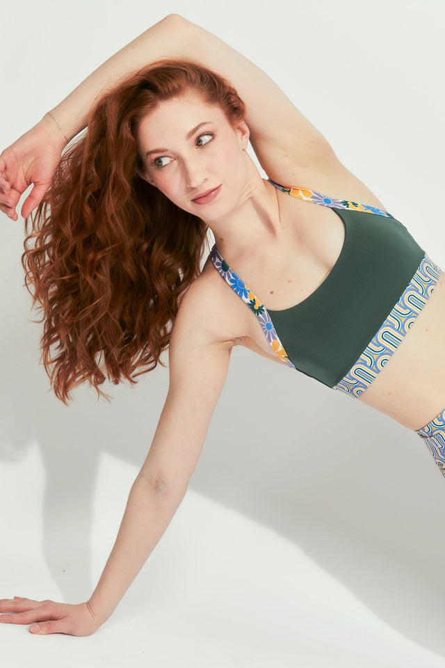 Melissa Becraft SS23 Comeback Green/Print Sports Bra - SewSewYou