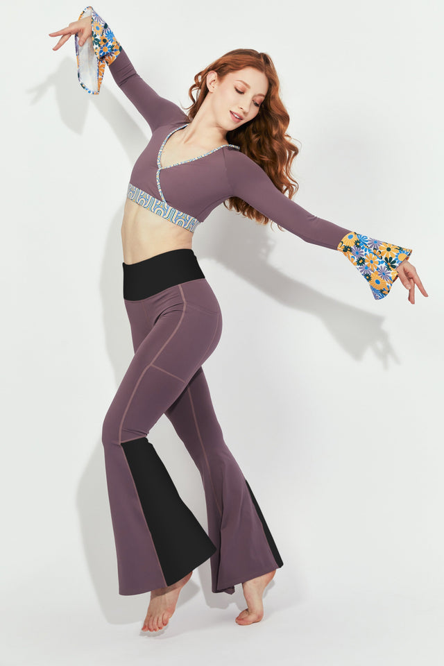 Melissa Becraft SS23 Comeback Lilac/Black Flare Leggings - SewSewYou