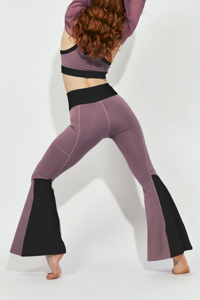 Melissa Becraft SS23 Comeback Lilac/Black Flare Leggings - SewSewYou