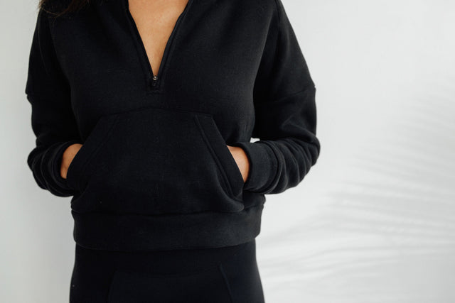 Melissa Merk Black Sweat Top with Zip - SewSewYou