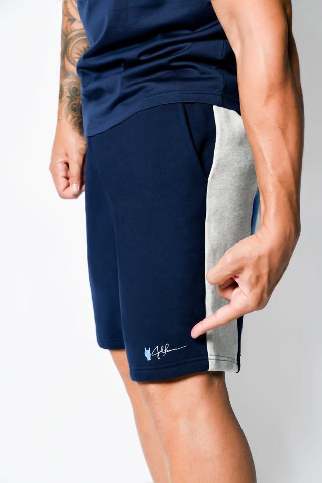 Navy/Lt. Sports Htr. Sweat Shorts - SewSewYou