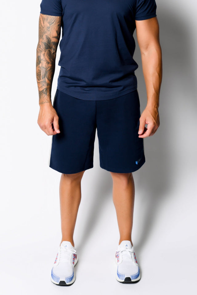 Navy/Lt. Sports Htr. Sweat Shorts - SewSewYou