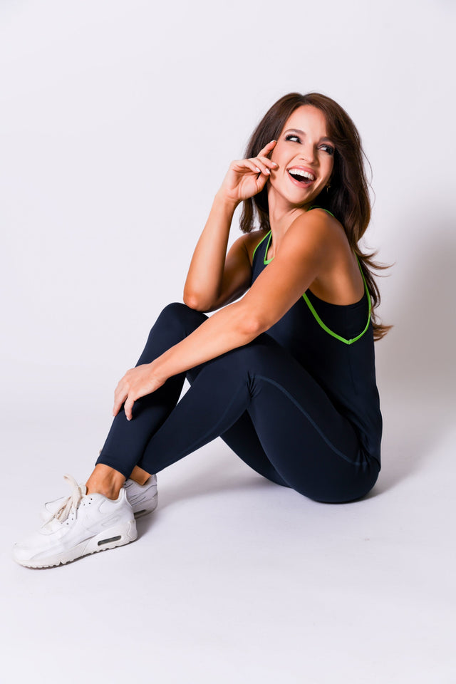 Navy/Neon Green Jersey Loose Tank - SewSewYou