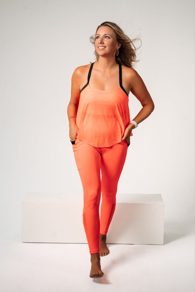 Neon Orange/Black Leggings - SewSewYou