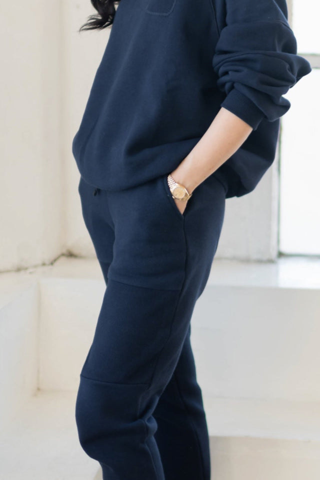 Ong Squad SS23 Navy Jogger Pants + Ribbed Panel - SewSewYou