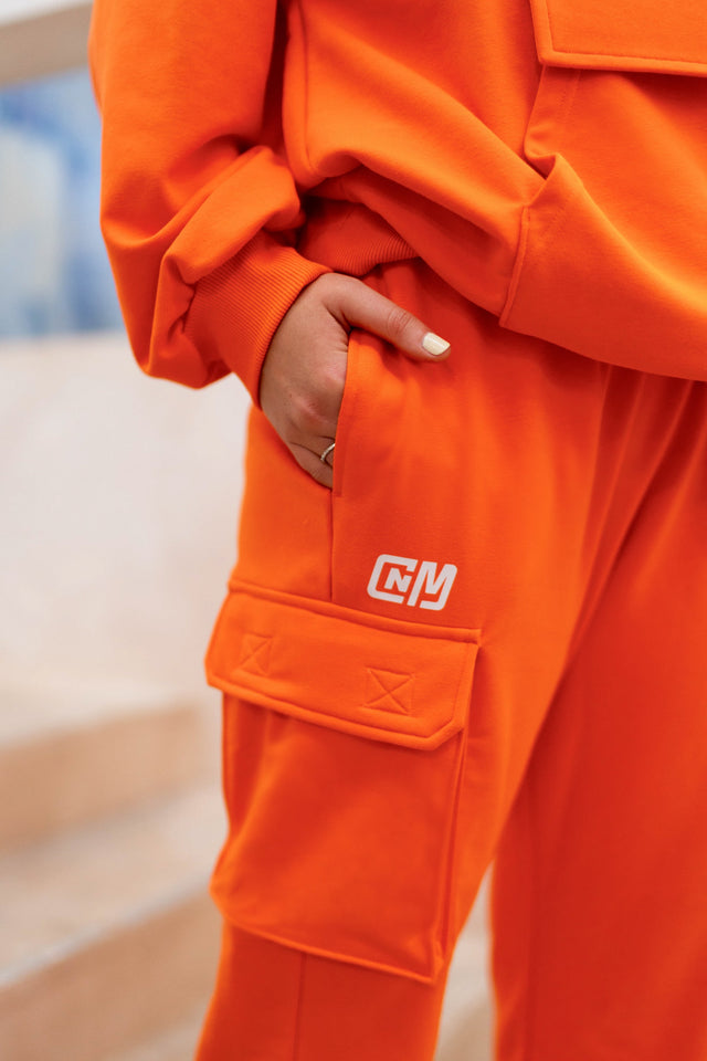 Orange Cargo Sweat Pants - SewSewYou