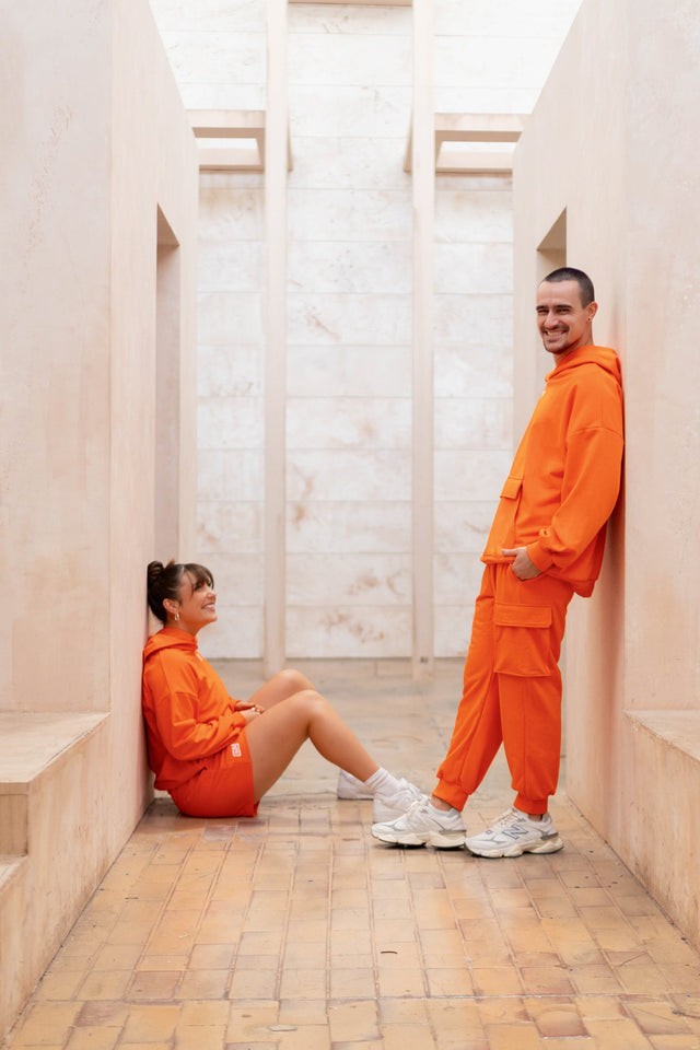 Orange Cargo Sweat Pants - SewSewYou