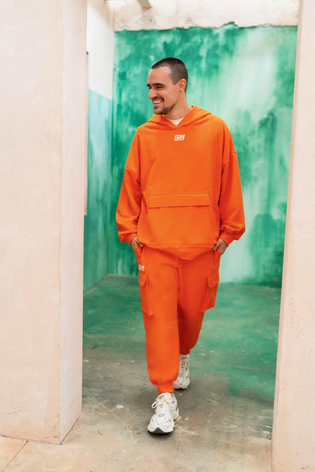 Orange Cargo Sweat Pants - SewSewYou