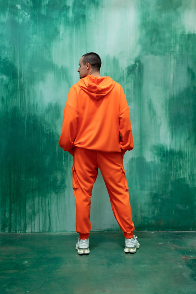 Orange Cargo Sweat Pants - SewSewYou