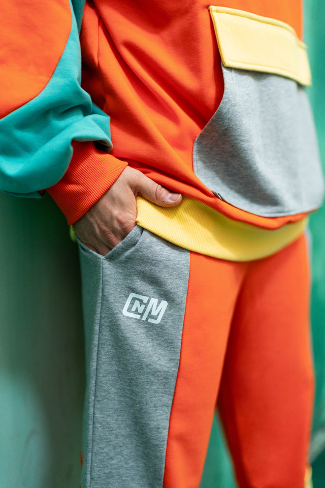 Orange Color Blocking Classic Sweat Pants - SewSewYou