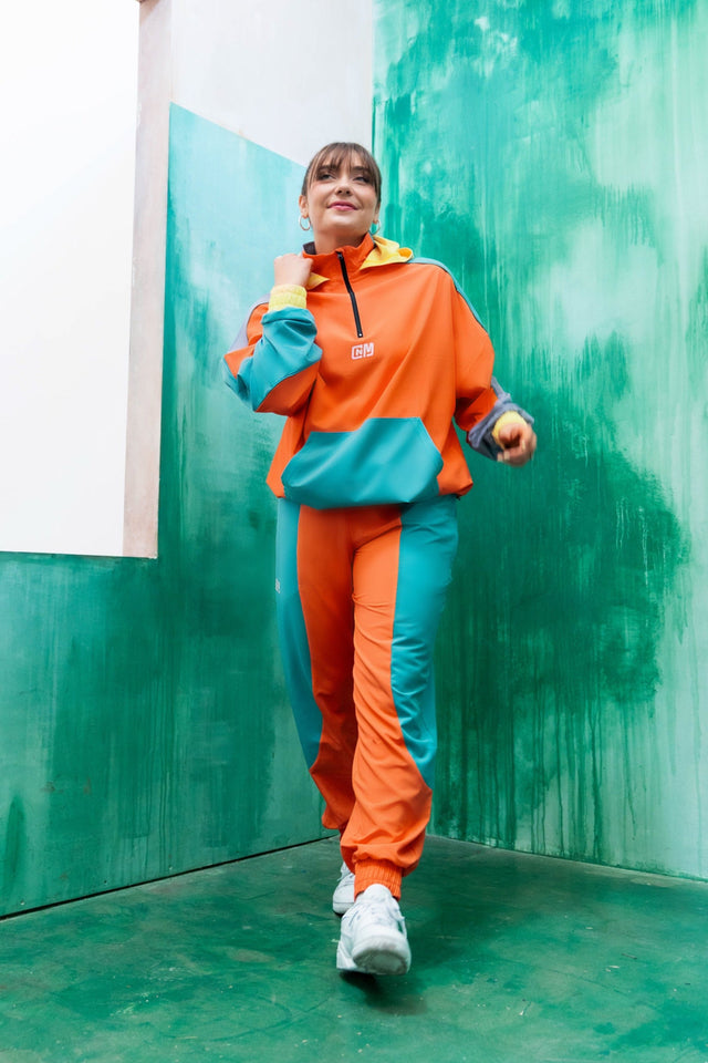 Orange Color Blocking Windbreaker Pants - SewSewYou